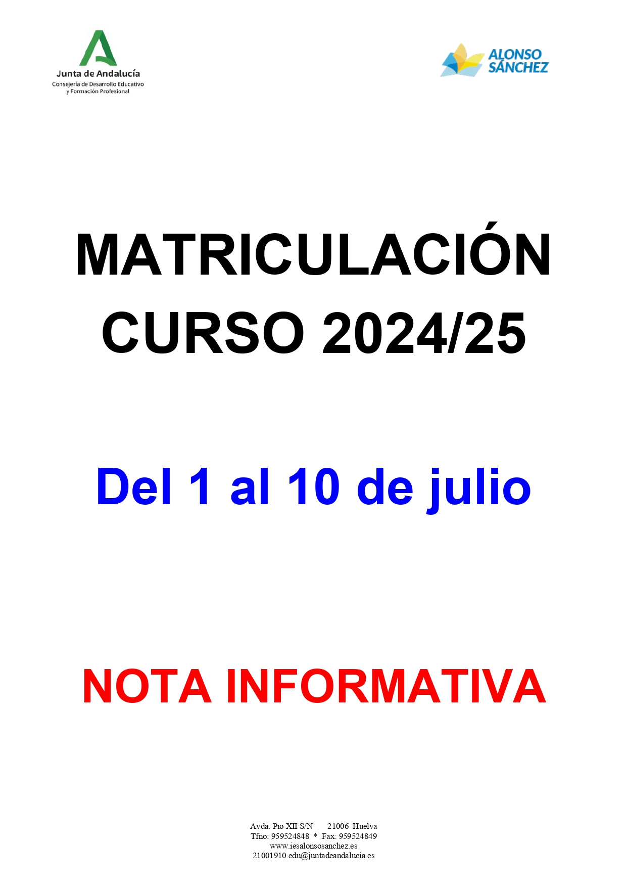 Matriculacion curso 2024/25